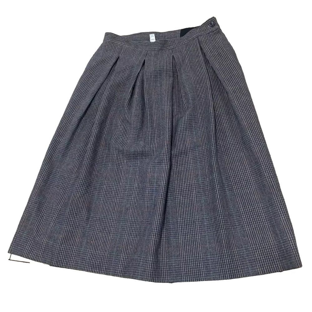 J.G. Hook Vintage Pleated Skirt Women 14 Houndstooth Tweed Knee Retro 70s 90s 14